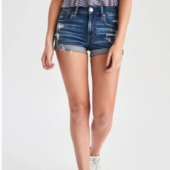 American Eagle Outfitters Pants - AMERICAN EAGLE medium wash distressed midi shorts 4